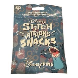 Disney Stitch Attacks Snacks Pin Pouch - mystery sealed. 5 random pins